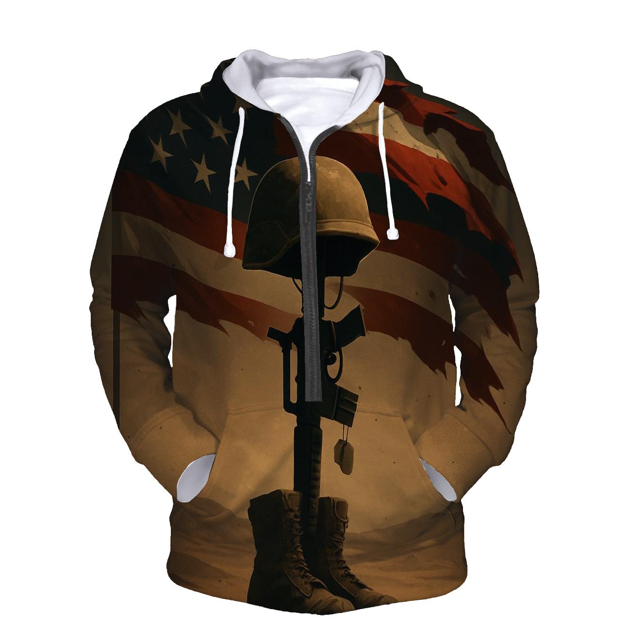 Desert Memorial Under A Quiet Flag Sky pullover hoodies