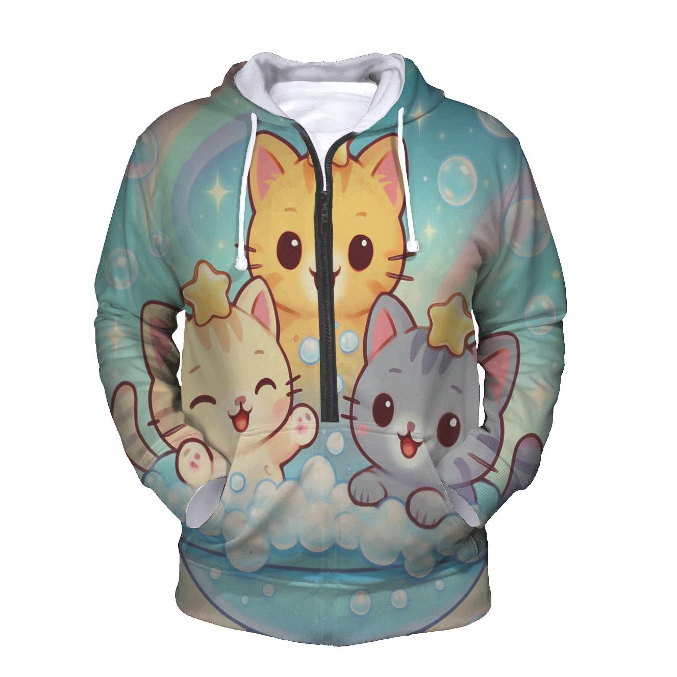 Aurora Bubble Bath Kittens printed hoodies