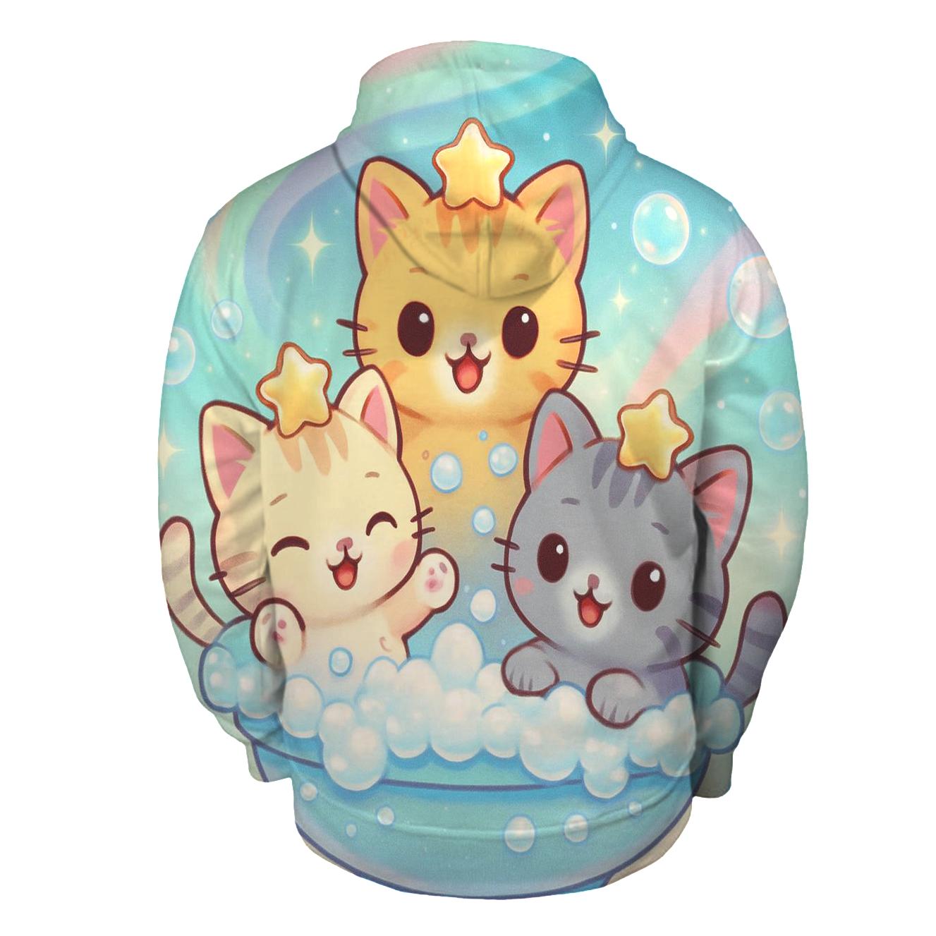 Aurora Bubble Bath Kittens printed hoodies