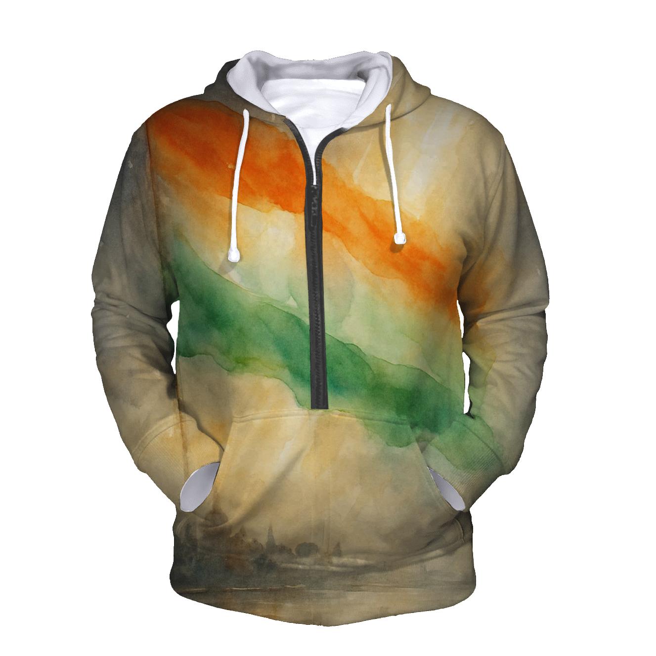 Saffron Storm Flag Of India lightweight hoodies