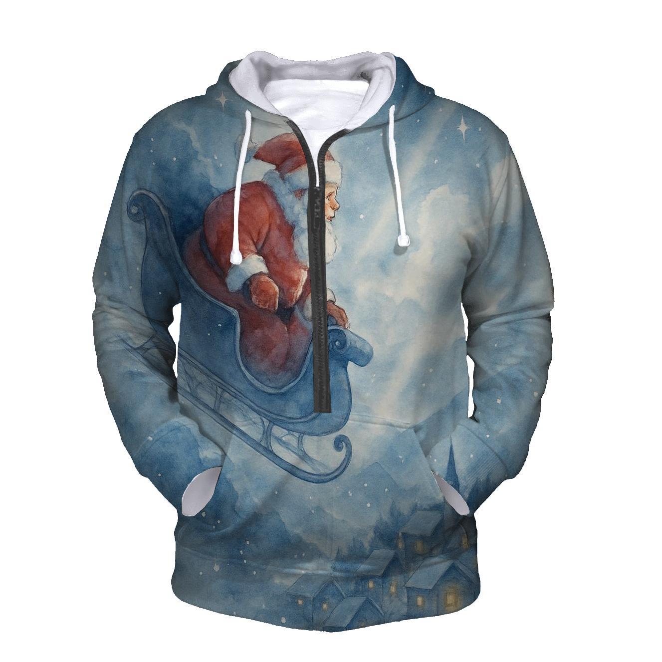Frosted Moonlight Sleigh Descent graphic hoodies