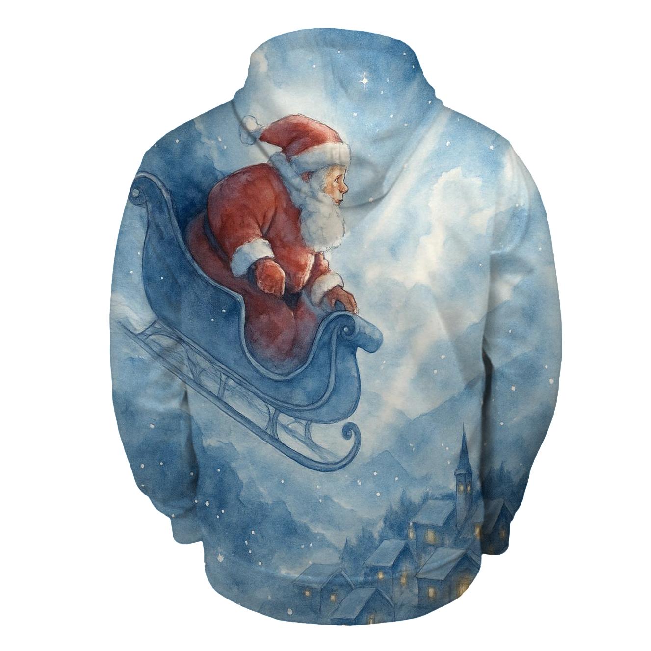 Frosted Moonlight Sleigh Descent graphic hoodies