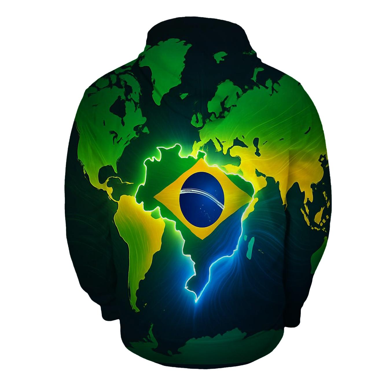 Map Gradient Flag Of Brazil lightweight hoodies
