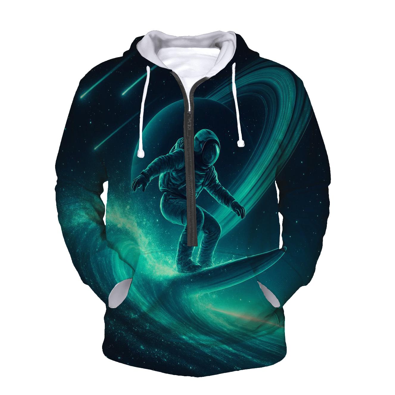 Aurora Surf On The Saturn Skies heavyweight hoodies