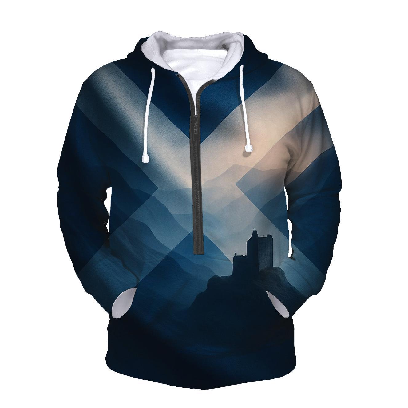 Highland Double Exposure Flag Of Scotland premium hoodies