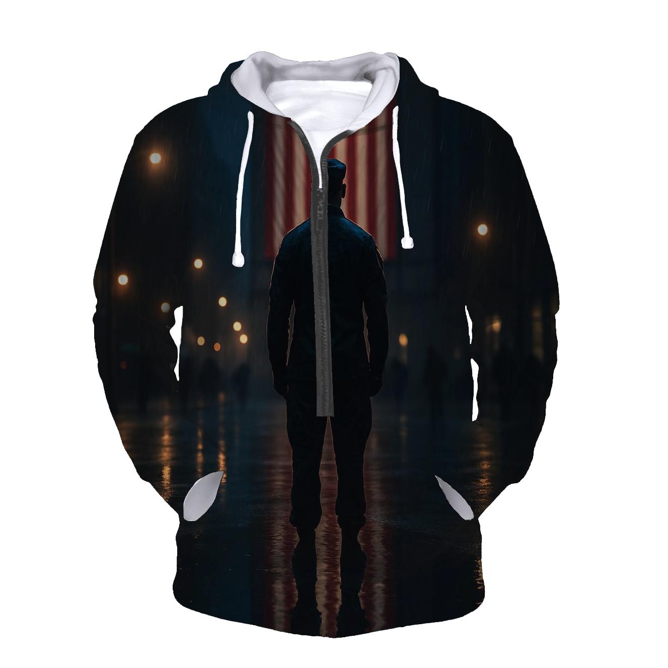 Rain Soaked City Tribute Flag Reflection hoodies fashion
