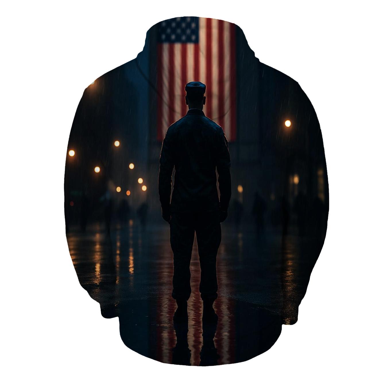 Rain Soaked City Tribute Flag Reflection hoodies fashion