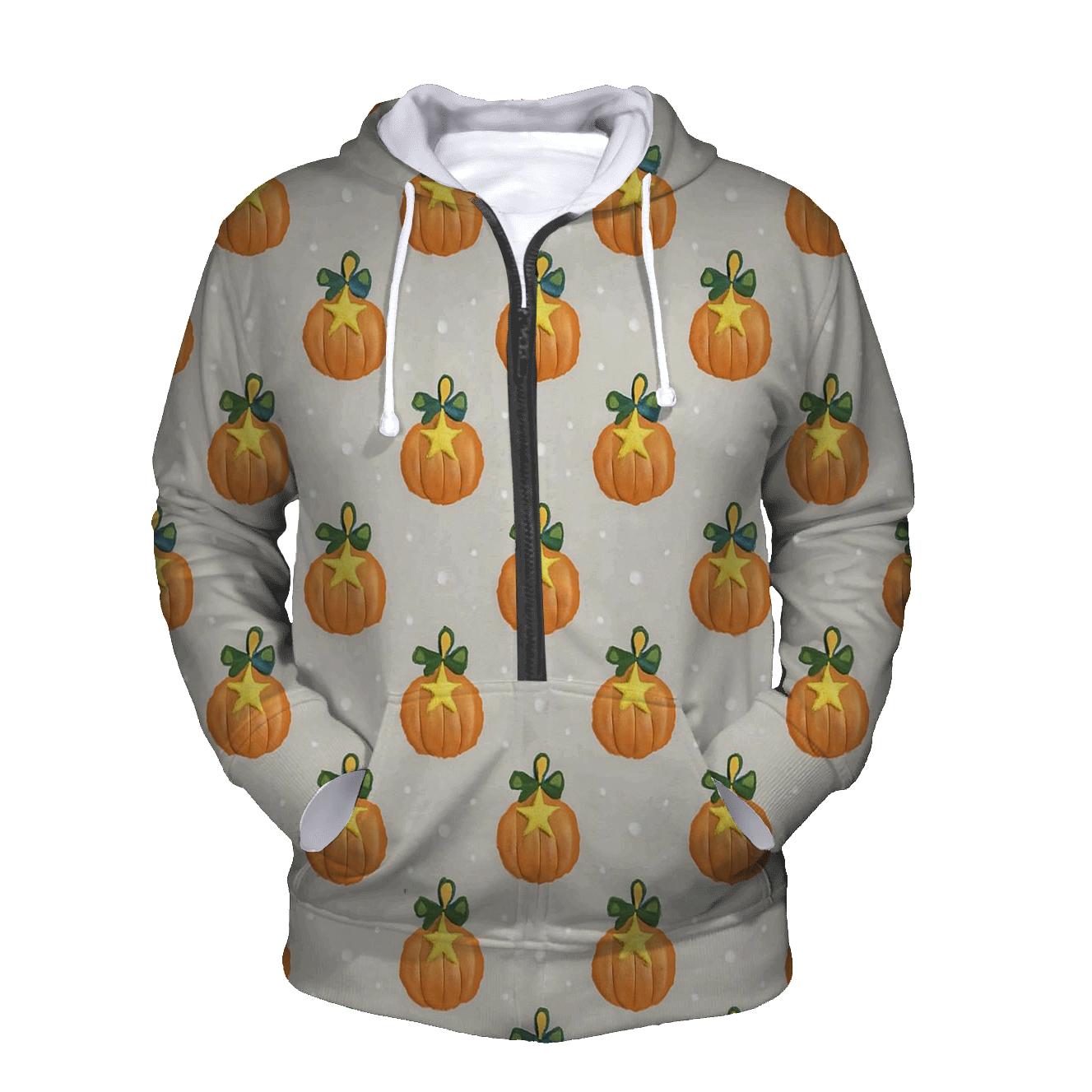 Star Ornament Pumpkin Polka Grid On Light Gray Background hoodie designs