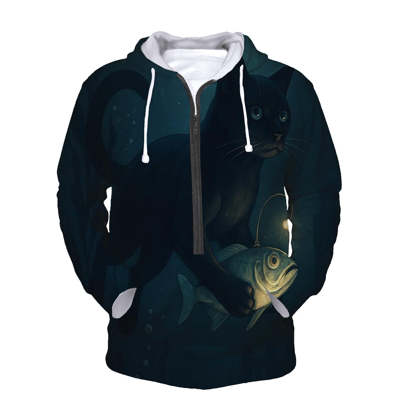 Deep Sea Lantern Cat lightweight hoodies