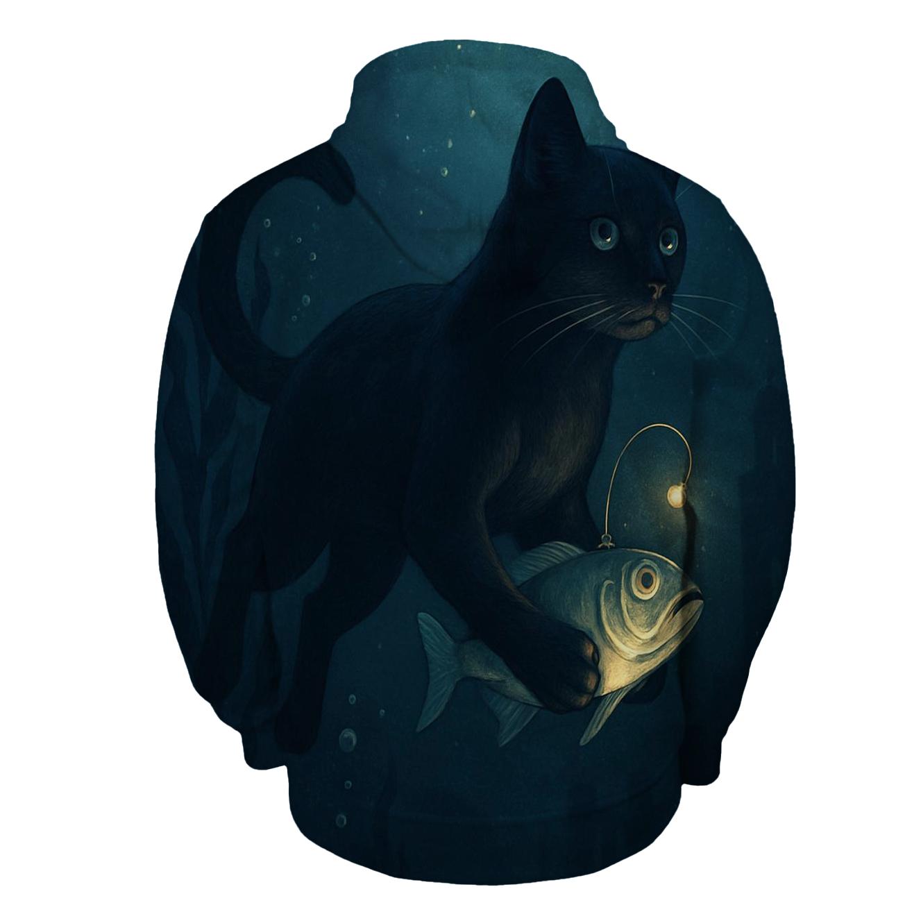 Deep Sea Lantern Cat lightweight hoodies