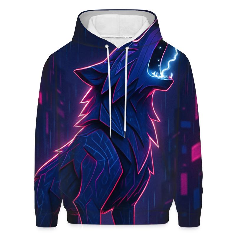 Neon Rain Circuit Howl heavyweight hoodies