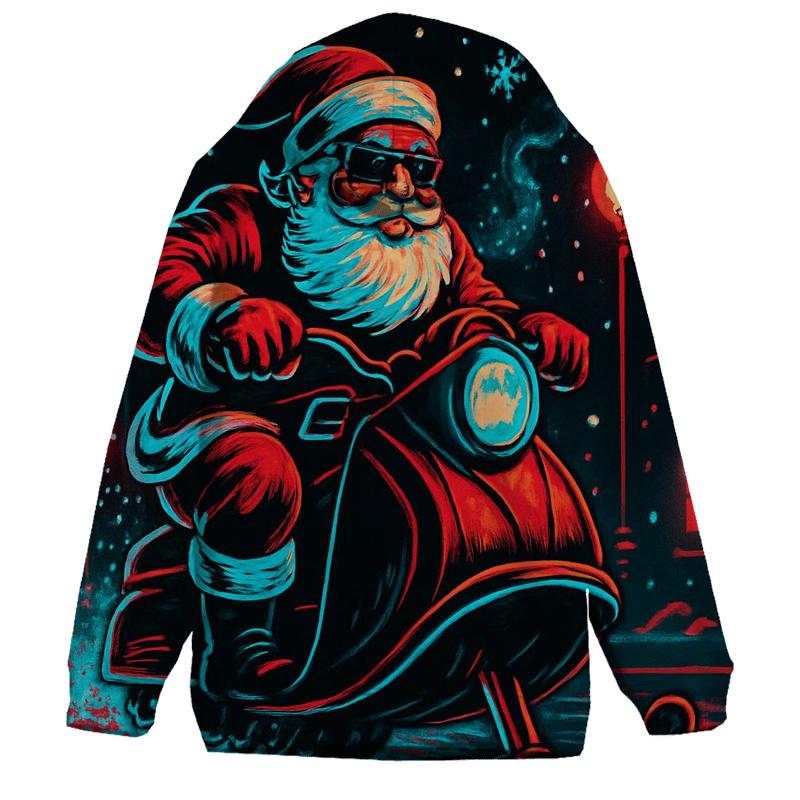 Neon Midnight Santa Street Rider pullover hoodies