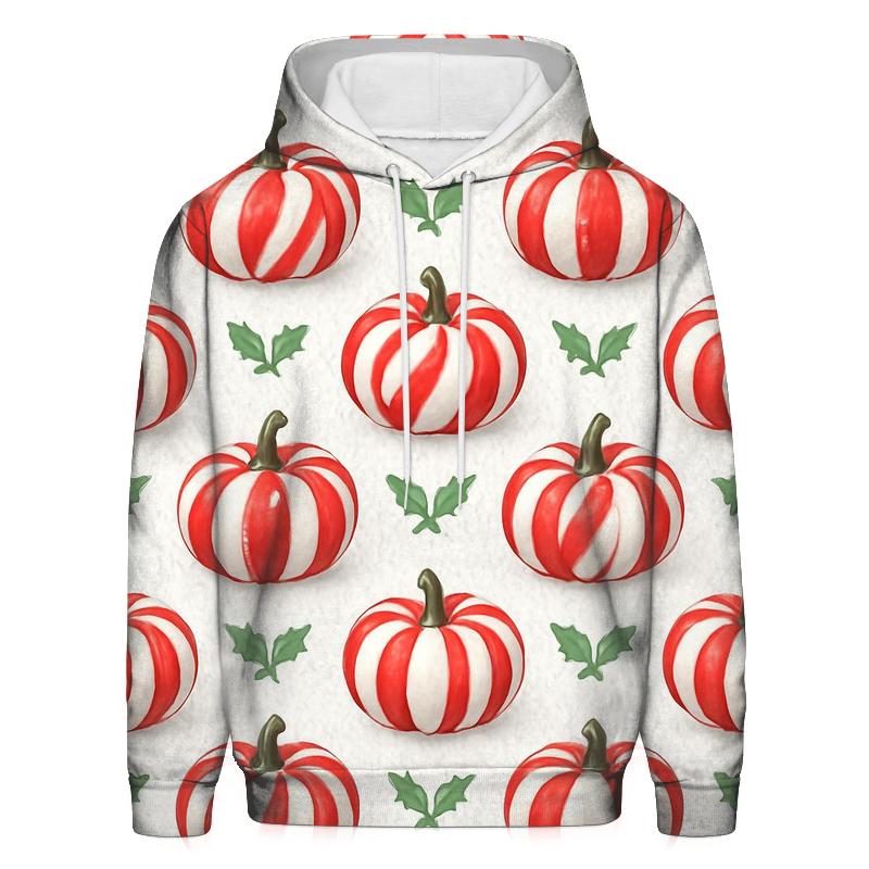 Candy Cane Pumpkin Stripe Repeat On White Background custom hoodies