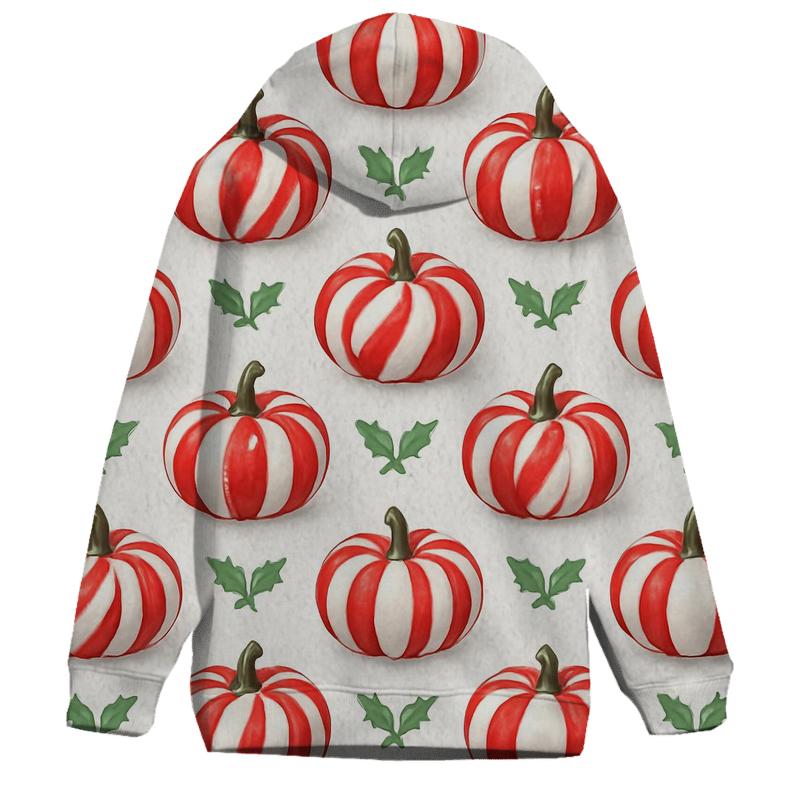 Candy Cane Pumpkin Stripe Repeat On White Background custom hoodies