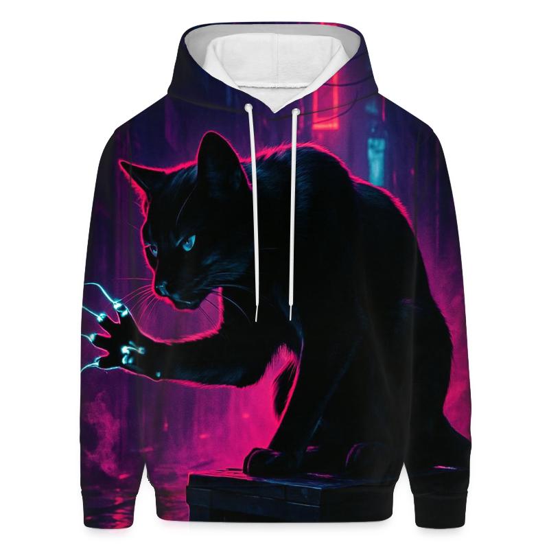 Neon Alley Circuit Cat embroidered hoodies