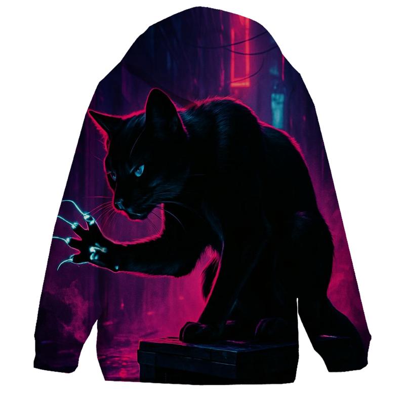 Neon Alley Circuit Cat embroidered hoodies