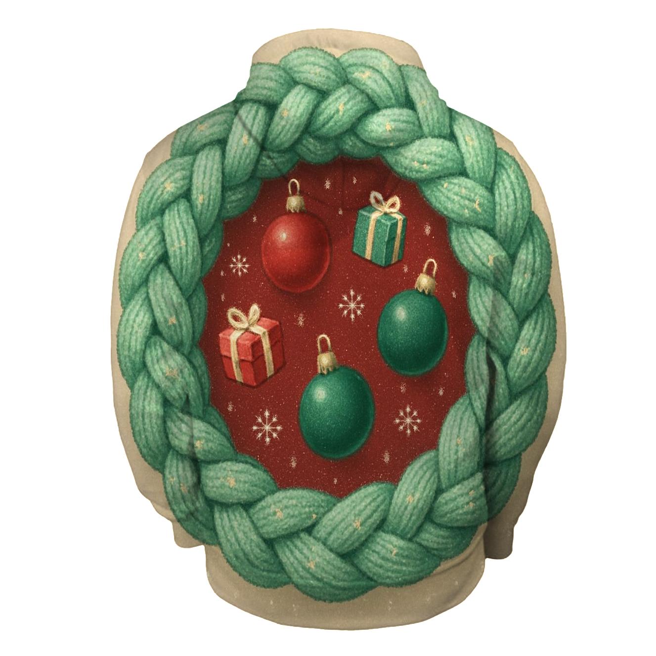 Cozy Knit Wreath Of Floating Ornaments pullover hoodies