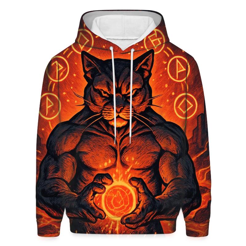 Volcanic Forge Guardian Cat hoodies fashion
