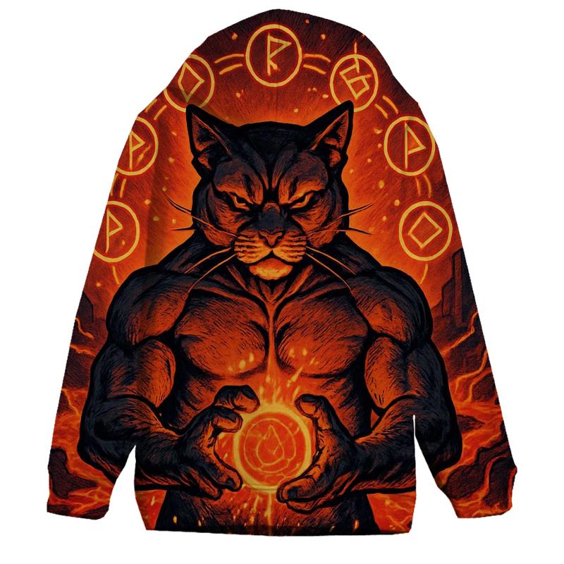 Volcanic Forge Guardian Cat hoodies fashion