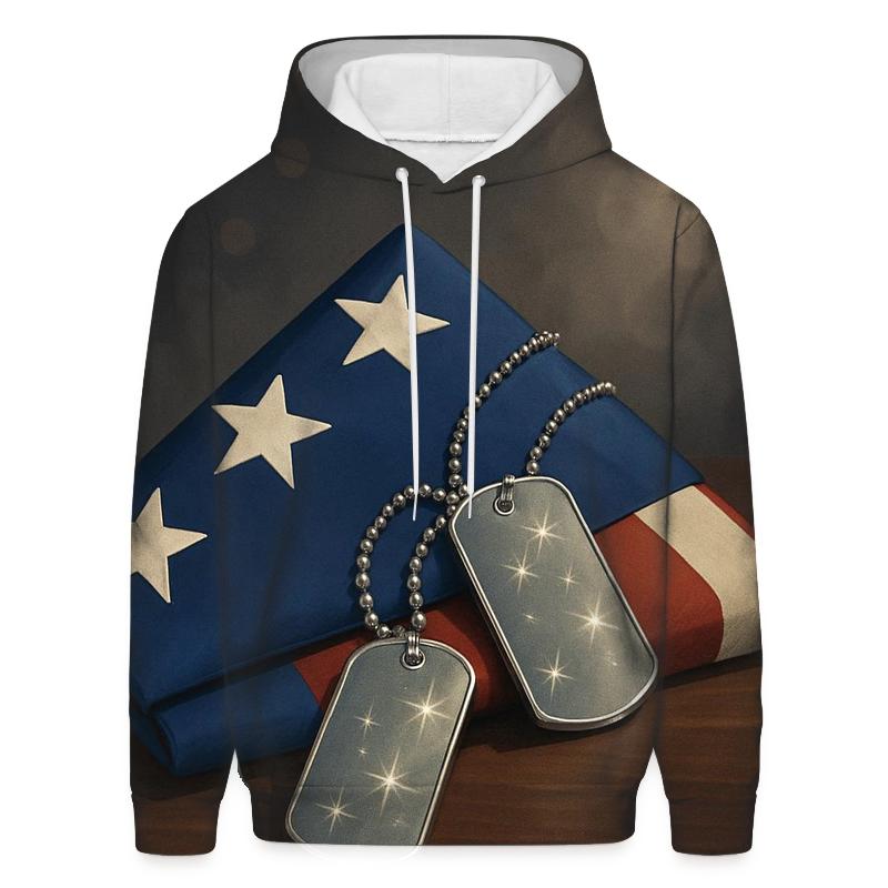 Constellation Dog Tags On A Folded Flag premium hoodies
