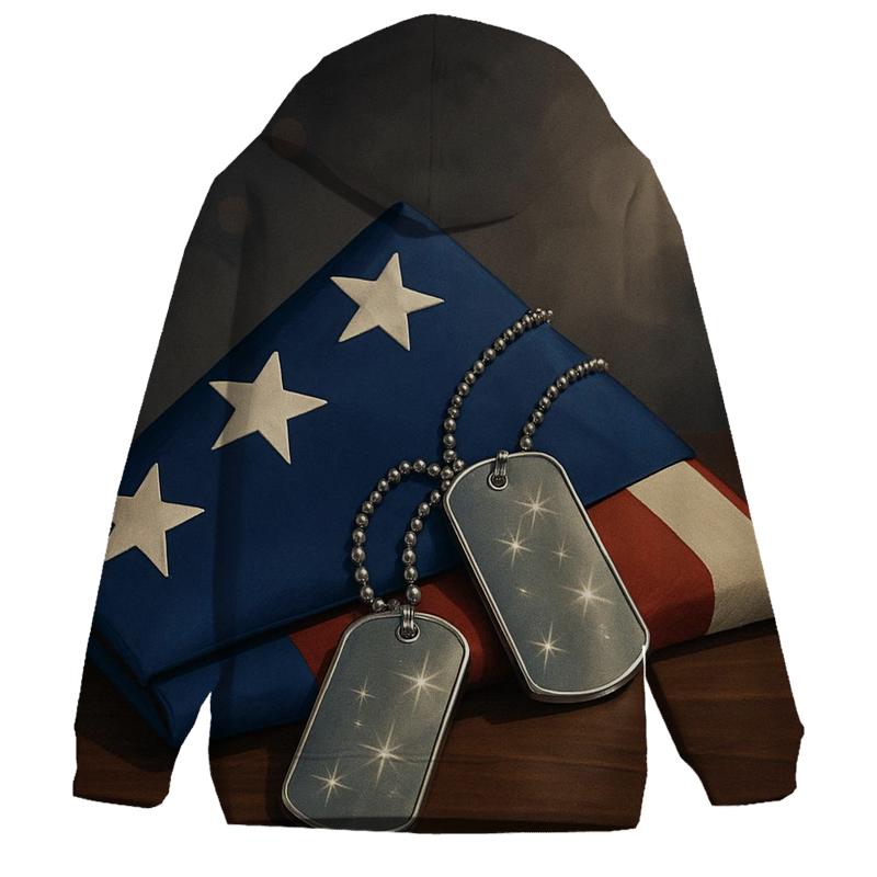 Constellation Dog Tags On A Folded Flag premium hoodies