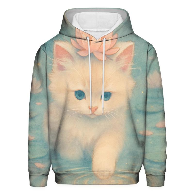 Whispering Lotus Pond Kitten hoodies fashion