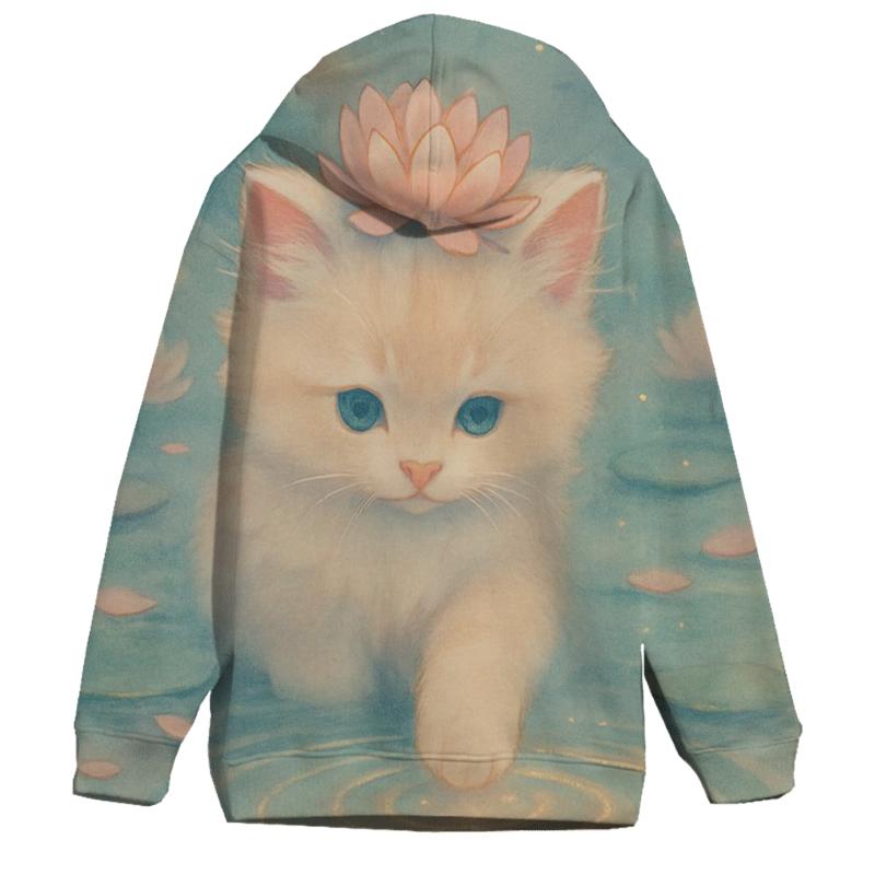 Whispering Lotus Pond Kitten hoodies fashion