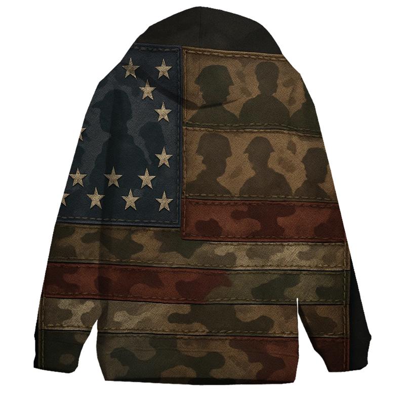 Camouflage Flag Mosaic Of Service printed hoodies