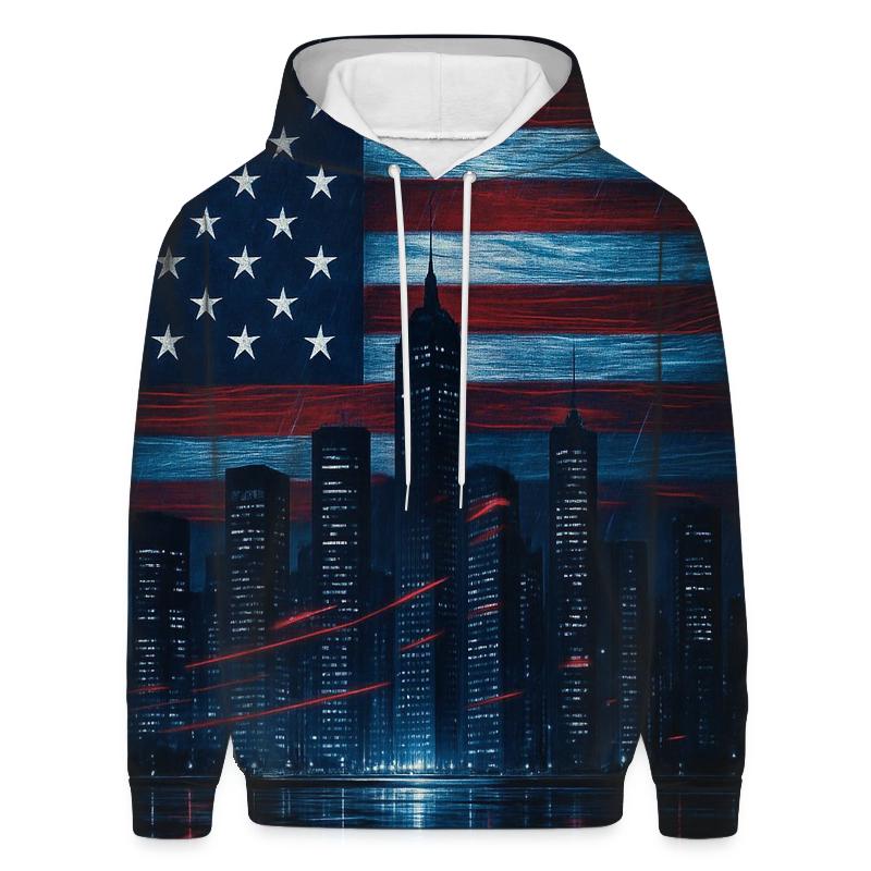 Midnight Skyline Flag Fusion hoodie designs