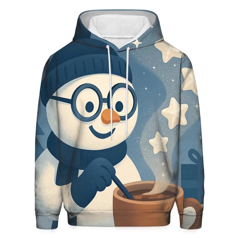 Snowman Scientist Brewing Cocoa Constellations graphic hoodies