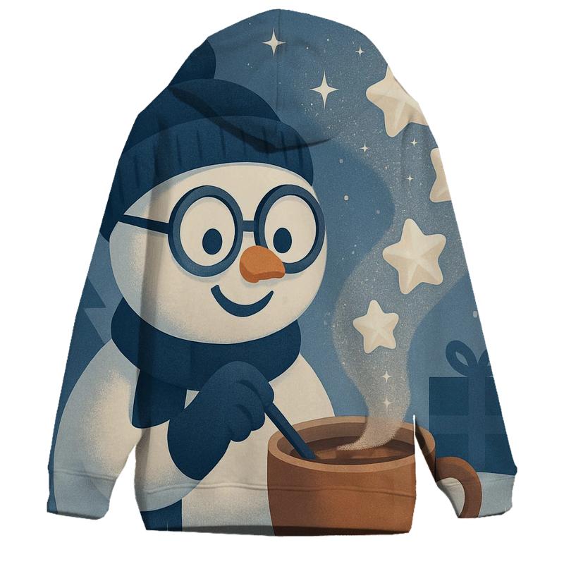 Snowman Scientist Brewing Cocoa Constellations graphic hoodies