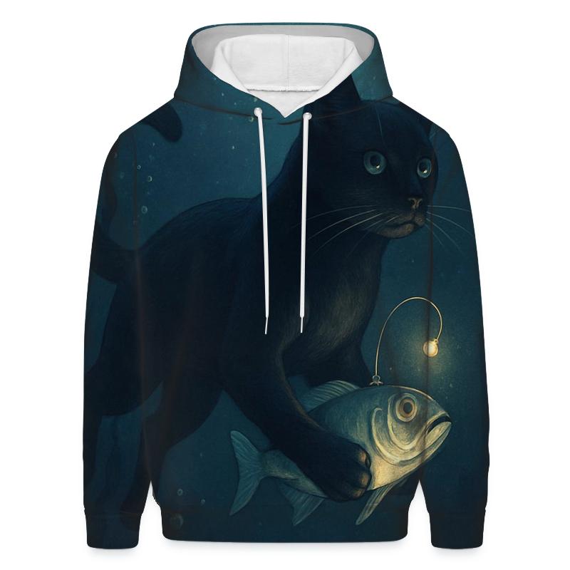Deep Sea Lantern Cat lightweight hoodies