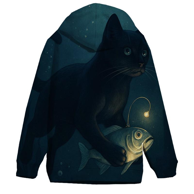 Deep Sea Lantern Cat lightweight hoodies