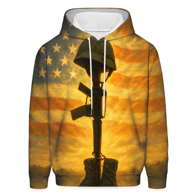 Field Cross At Sunrise With Flag Halo custom hoodies