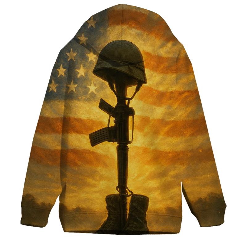 Field Cross At Sunrise With Flag Halo custom hoodies