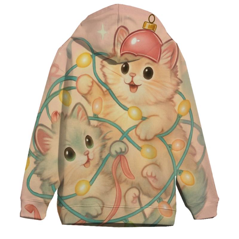 Christmas Cats Tangled In Twinkle Lights custom hoodies
