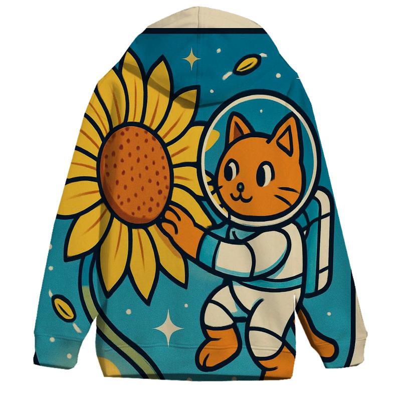 Sunflower Astronaut Cat embroidered hoodies