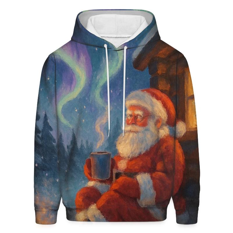 Aurora Cabin Santa Cocoa Calm printed hoodies