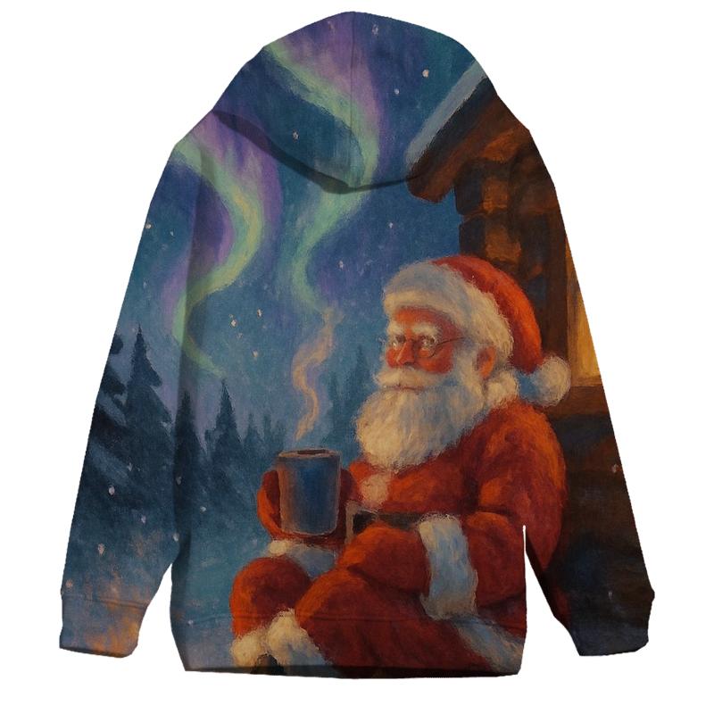 Aurora Cabin Santa Cocoa Calm printed hoodies