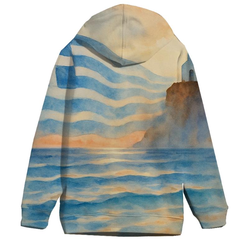 Ocean Veil Flag Of Greece lightweight hoodies