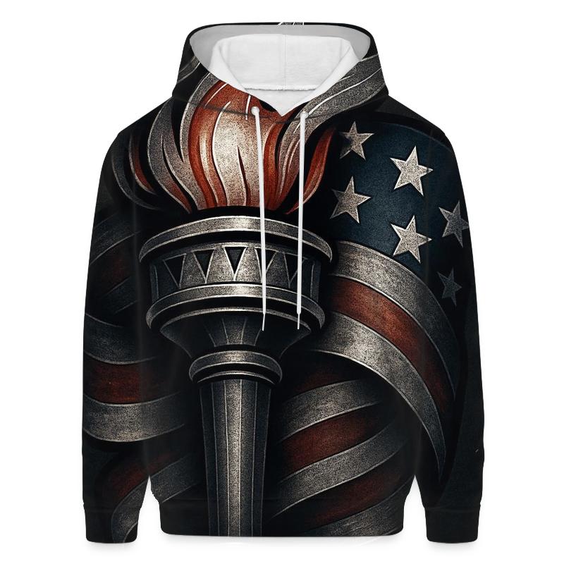 Liberty Torch And Flag Forged In Armor Steel lightweight hoodies
