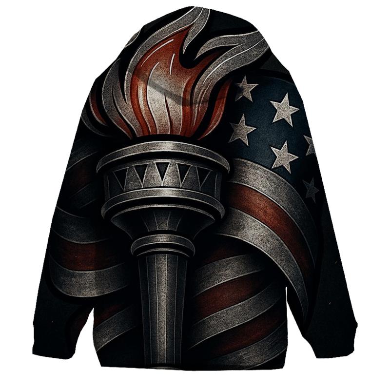 Liberty Torch And Flag Forged In Armor Steel lightweight hoodies
