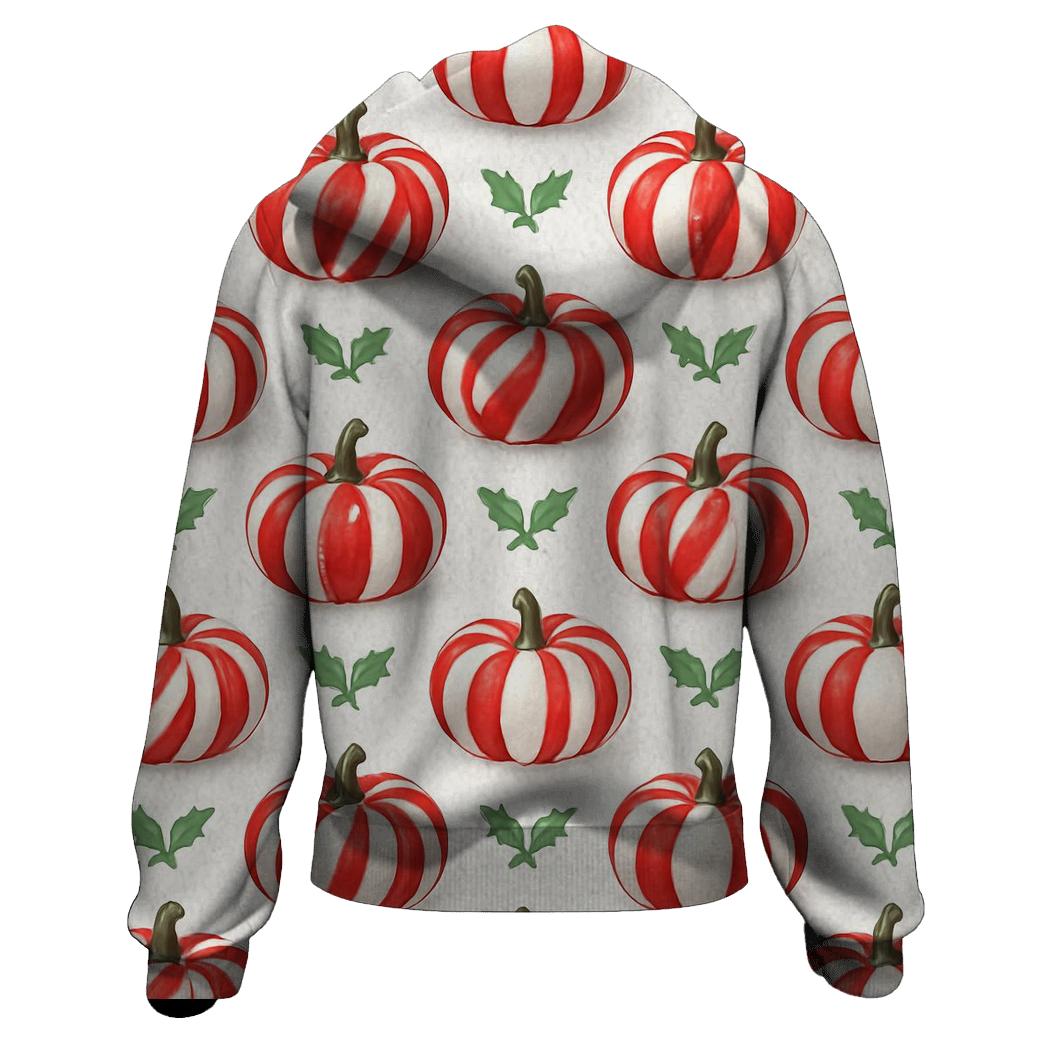 Candy Cane Pumpkin Stripe Repeat On White Background printed hoodies