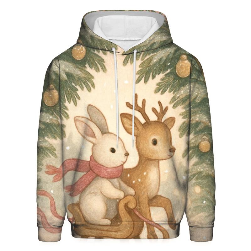 Winter Wildlife Sleigh Ride Through Fir Tunnel hoodie trends