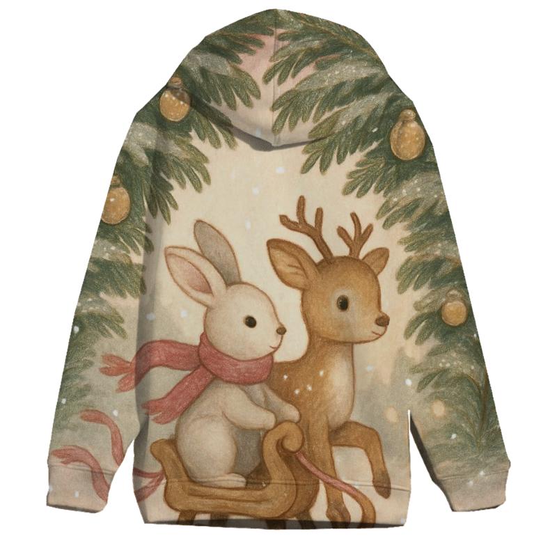 Winter Wildlife Sleigh Ride Through Fir Tunnel hoodie trends
