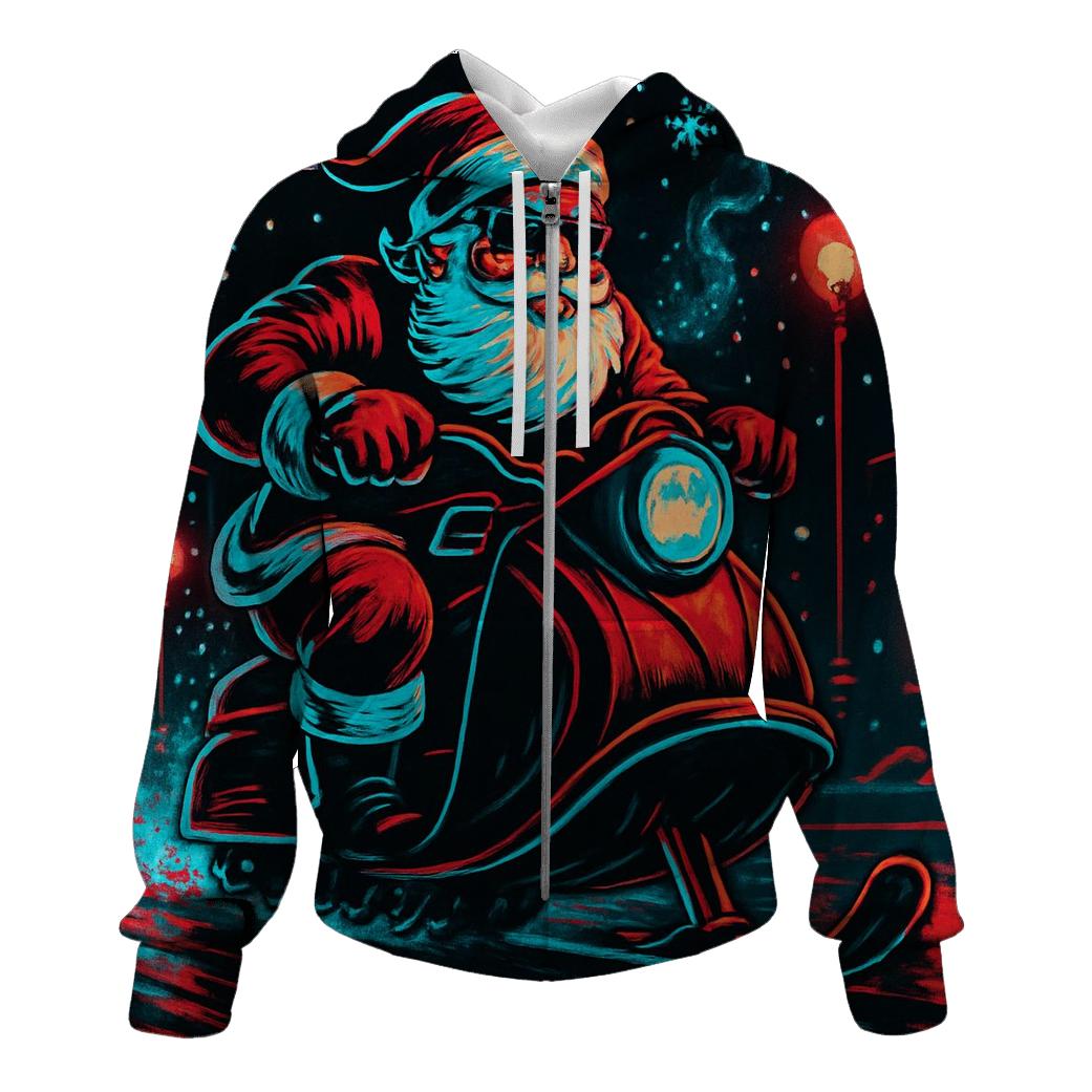 Neon Midnight Santa Street Rider designer hoodies