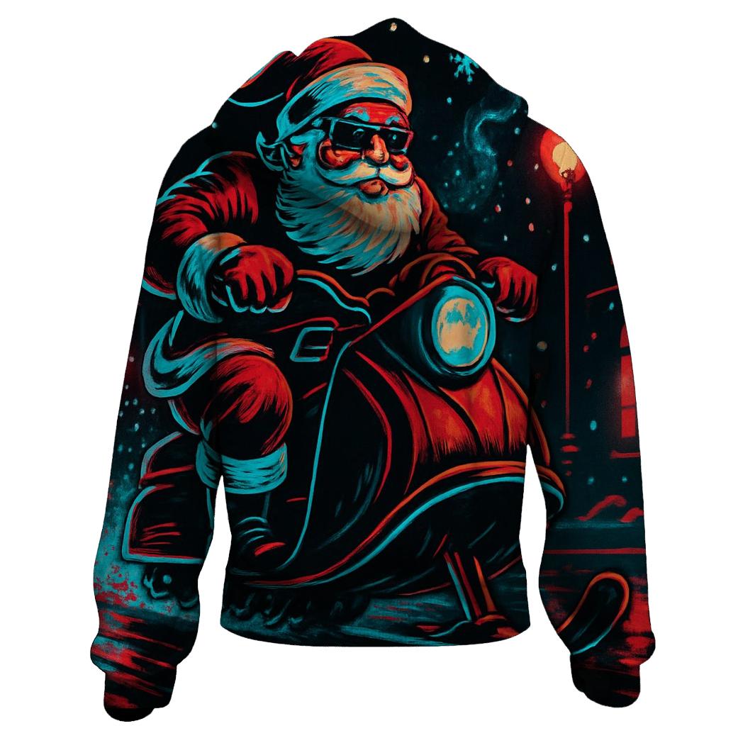 Neon Midnight Santa Street Rider designer hoodies