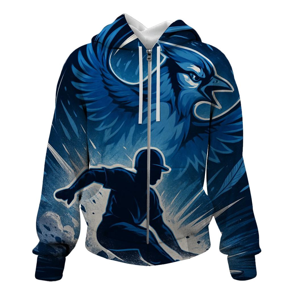 Feathered Slide In Blue Jays Energy embroidered hoodies