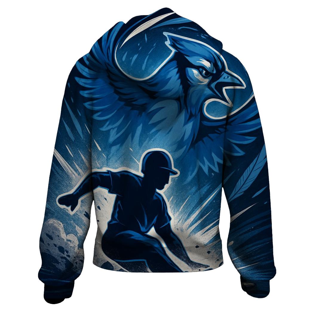 Feathered Slide In Blue Jays Energy embroidered hoodies