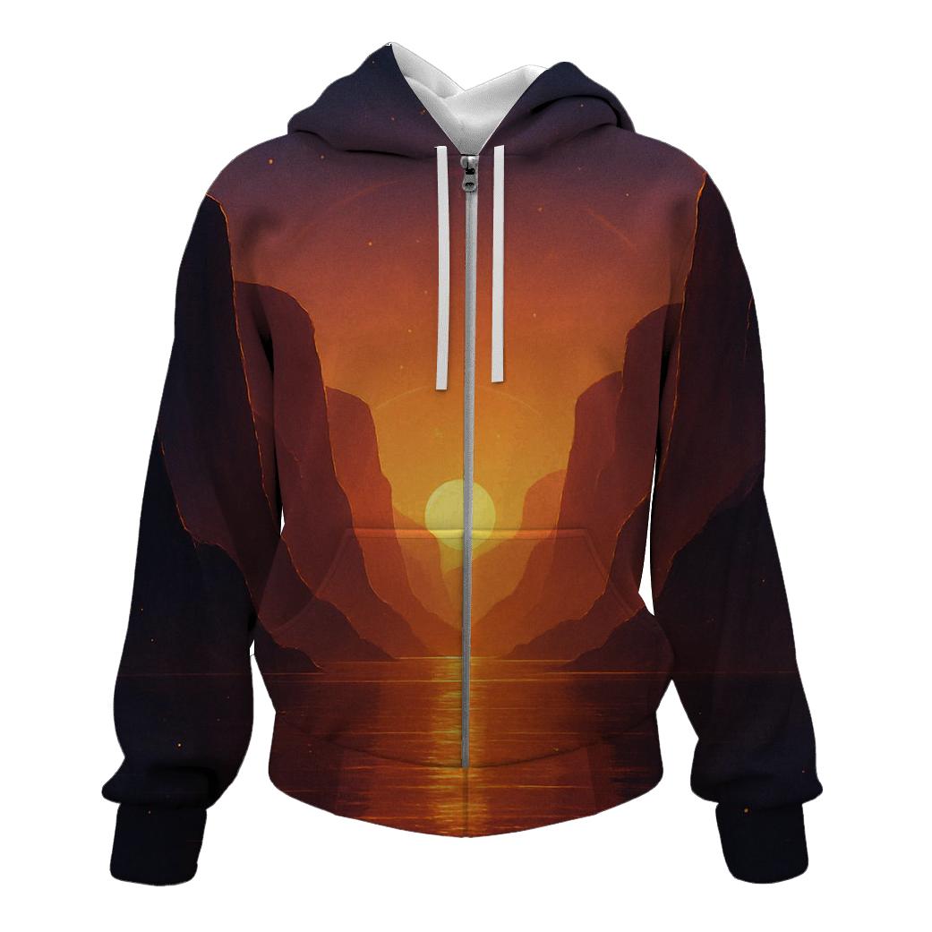 Ember Glass Fjord Sunset embroidered hoodies
